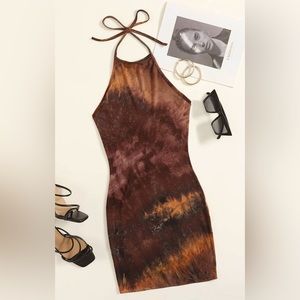NWOT Low Back Tie Dye Halter Dress